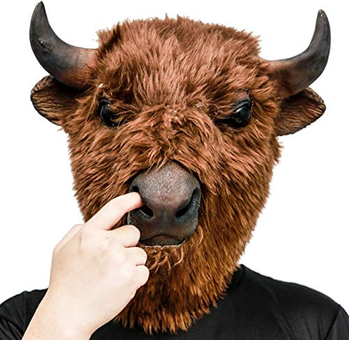 CreepyParty Maschera di Bisonte Yak Toro Maschere per Animale in Lattice Realistico per Halloween Carnevale Festa in Costume Parata