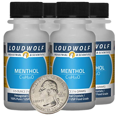 Menthol Food Grade Crystals 4 Bottles Each 1/2 Ounce 100% Pure USP