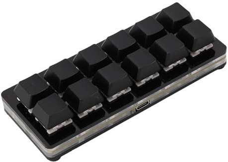 Dpofirs Clavier de Jeu Mécanique à 12 Touches, Claviers de Jeu PC RVB, Clavier Mécanique à Une Main, Clavier Filaire, Clavier Programmable et échangeable à Chaud (Black)