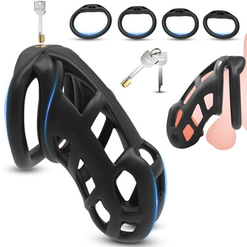 BDSMYOU 7.0 Cobra Peniskäfig Chastity Cage,3D Harz Keuschheitskäfig Herren,mit Super-Unsichtbar Schloss & 4 Hodenringe,Keuschheitsgürtel für Herren,BDSMs Spielzeug Hart,Penis Käfig Cock Cage(7.0, XL)