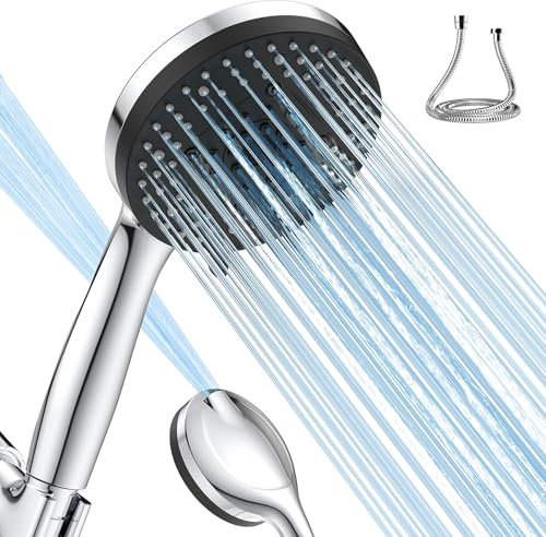 VOXON Shower Head High Pressure 10 Functions, Built-in 2 Power Wash Mode to Clean Corner, Non-Clogging Nozzles, Leakproof Stainless Steel Hose&Adjustable Bracket,for Man, Women, Pet