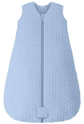 Unnivoll Saco De Dormir Bebe Invierno 0-6 Meses, Saco Dormir Bebe TOG 2.5, Tela 100% Algodón, Súper Cálido para Unisex Niños Y Niñas 58-66cm Azul
