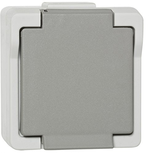 Globe Warehouse Vedder AP/FR Steckdose, 1-Fach, IP44, grau