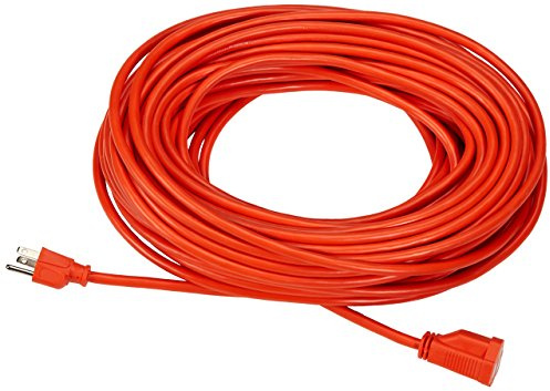 Amazon Basics 100 foot 3-Prong Vinyl Indoor/Outdoor Extension Cord - 10 Amps, 1250 Watts, 125 VAC - Orange