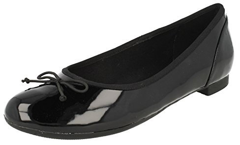 Clarks Damen Couture Bloom Geschlossene Ballerinas, Schwarz (Black Patent) ,43 EU