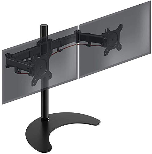 Duronic DM25D2 Monitor-Halterung 2 Monitore für 13-27 Zoll Flach & Curved Bildschirm-Halterung 8kg, Monitor Tischhalterung Höhenverstellbar Neigbar Schwenkbar Drehbar, Vesa Halterung, Monitor-Arm