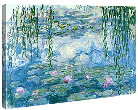 Wieco Konst vattenliljor av Claude Monet oljemålningar blomreproduktion extra stort modernt galleriinslaget Giclee-kanvastryck konstverk på duk väggkonst för heminredning