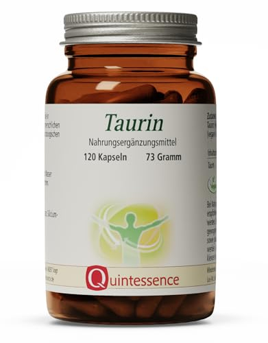 Quintessence Taurina 500 mg 120 capsule - 100% taurina pura - Vegan - Qualità e biodisponibilità ottimali - Prodotta in Austria