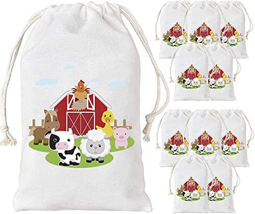 Kreatwow Farm Animal Party Favor Bags Barnyard Party Treat Goody Candy Bags for Birthday Party Baby Shower Supplies 5 x 8 inches 12 Pack