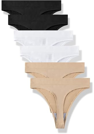 GRANKEE Women High Waisted Seamless Thong No Show Workout Underwear 6 pack