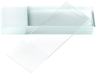 Labvida 100pcs Frosted Microscope Slides, Standard Grade, Dim.75x25mm(2.95''x0.98''), 90° Corners, Frosted 1 end 1 side, LVQ006Z