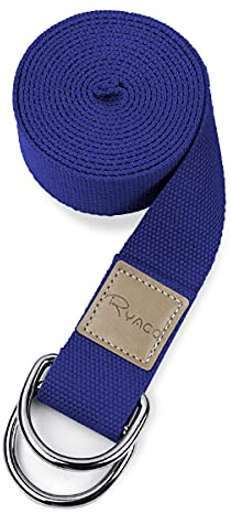 Ryaco Yogabelt mit Metallverschluss 1,8 m/2,5 m/3 m, Yogahand für Anfänger und fortgeschrittene, 100 % Baumwolle, Yoga-Extra-Riemen Zubehör Hilfsmittel für Stretchgürtel