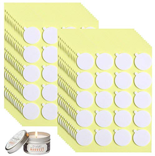OWLKELA 480 Piezas Pegatinas de Mecha, Pegatinas de Mecha de Vela, Se Pegan Firmemente en Cera Caliente, Pegatinas de Doble Cara Resistentes al Calor con Pequeña Cola