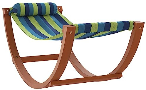vidaXL Hamaca Mecedora para Niños, Silla Columpio para Bebé con Almohadón, Cama Mecedora Niño Marxima Carga 45kg, Estilo Moderno, Tela Azul y Verde