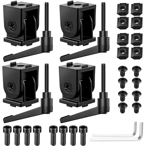 JiGiU Gelenkverbinder Winkelverbinder Schwarz für 2020 Aluprofil 6mm Schlitz Einstellbar Gelenk mit Klemmhebel Drehgelenk für 3D Drucker Aluminium Extrusion Profil nach europäischem Standard (4er Set)