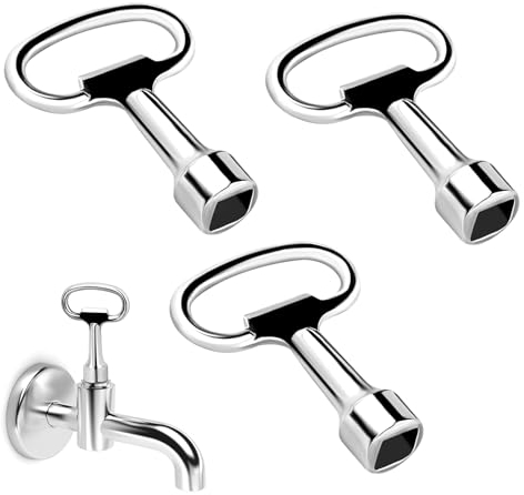 Floepx 3 Stück Vierkantschlüssel Wasserhahn 8mm, Metall Dreieck Steckschlüssel Heizkörper Entlüftungsschlüssel Schlüssel zum Entlüften 13x8x8mm für Elektrokasten Gas Wasser Stromzähler Box Schrank