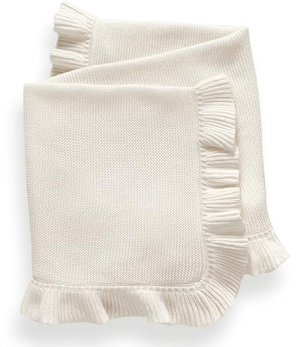 YCHWFF Knit Baby Blanket 40x30 for Boy & Girl Soft Swaddle Blanket (White)