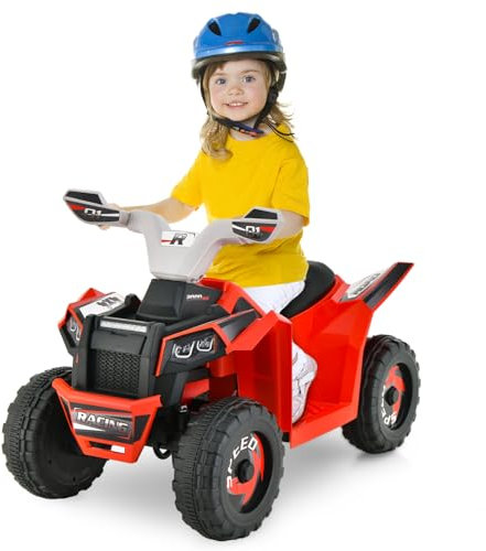 Maxmass 6V Kids Ride on ATV, Children Electric Quad Bike with Forward/Reverse Switch, Foot Pedal, Ergonomic Curved Seat and 4 Large Wheels, Battery Powered Electric Toy Car for Boys Girls (Red)