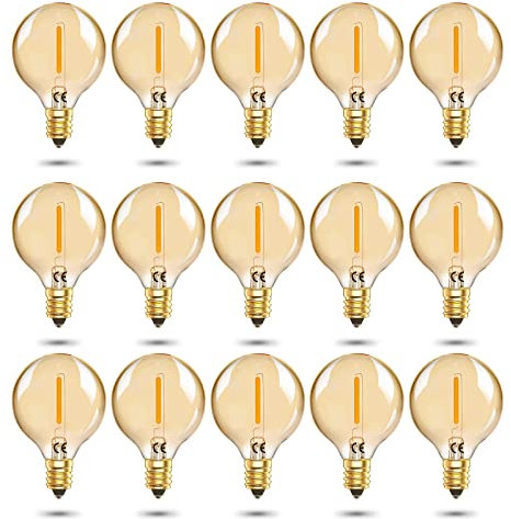 TobeBright G40 E12 Lampadina LED di Ricambio per Catena Luminosa, 1W Lampadine Esterno LED Bianca Calda 2700K Lampadine per Catena Luminosa Esterno 15 Pezzi (NON PER LA LUCE SOLARE)
