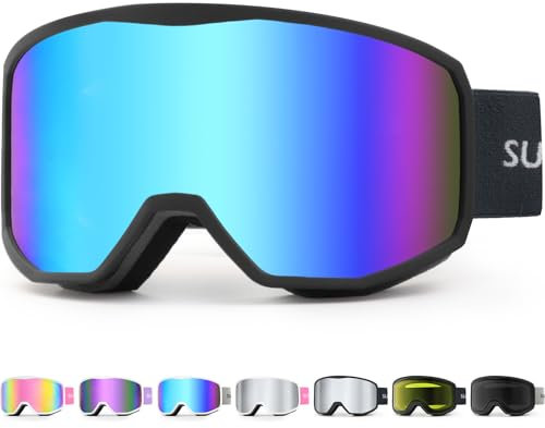 Supertrip Skibrille Damen Herren,Snowboard Brille für Brillenträger, Anti-Fog Zylindrische Skibrillen UV400 Schutz Kompatibler Helm Erwachsene Jugendliche für Skifahren/Skaten