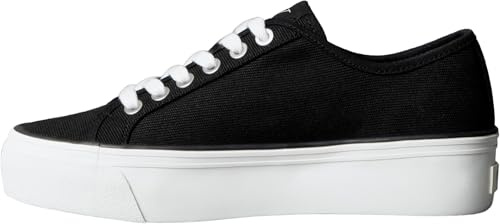Calvin Klein Sneaker con Suela Vulcanizada Mujer Logo Tag con Plataforma, Negro (CK Black), 40