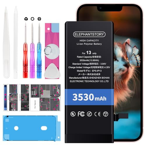 Akku für Phone 13 0 Zyklen 3530 mAh Interner Akku für Modell A2482 A2631 A2634 A2635 A2633 mit Komplettem Reparaturwerkzeug und Installationshandbuch