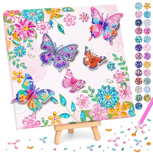 Diamond Art for Kids, 6-10 Year Old Girl Gift, Butterfly Girls Craft Kit