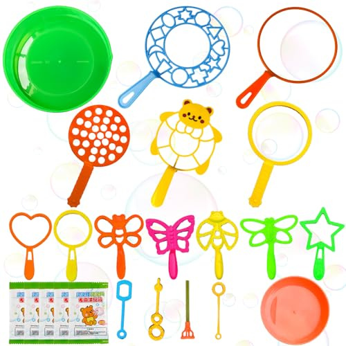 23 Stück Seifenblasen Set, mit Seifenblasenstab und Seifenblasenflüssigkeit, Riesenseifenblasen, Seifenblasen Blase Zauberstab, für Outdoor Spiele, Partys, Kindergeburtstag