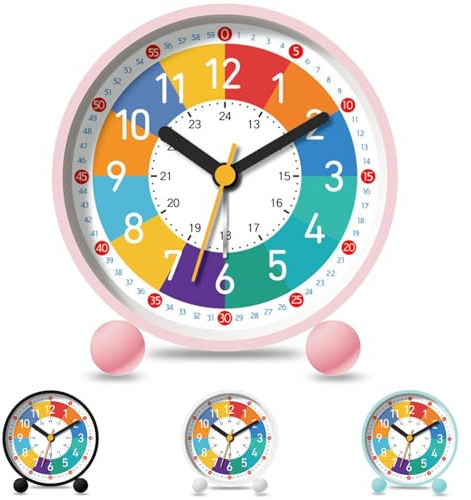 YeahBoom Reloj Despertador Niño,Despertador Infantil Silencioso Sin Tick Tick,Reloj de Aprendizaje con Luz Nocturna,Digital y Analógico para Niños