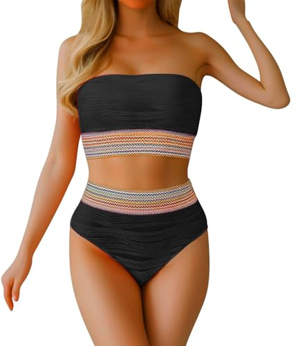 Dam Baddräkt Hav Strand Hög Midja Badkläder Strandkläder Tvådelad Sexig Brasiliansk Sommar Bikini Set Varm Koordinerad Plus Storlek Justerbar Pool Baddräkt Klassisk Surfing Badkläder
