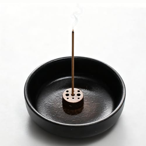 Urban Nest Ceramic Incense Holder – Handmade Glazed Incense Burner for Sticks and Cones (Colour Glaze, 9×9×2 cm)
