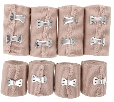 HAKIDZEL 8Pcs High Elastic Medical Bandage with Clips Wide Sports Compression Wraps for Ankle Wrist and Palm Support First Aid Pressure Fixation for Injury and Swelling Control