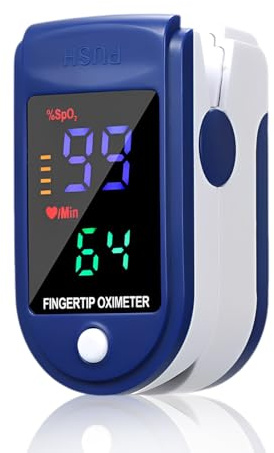 Tomedeks 1 Pezzi Saturimetro da Dito, Pulsossimetro da Dito, Ossimetro SpO2 e Misuratore di Battiti Cardiaci con Schermo LED