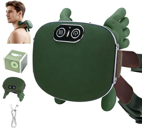 IOUGDSEC Massaggiatore per collo e spalle, massaggiatore Shiatsu professionale per la schiena, tessuto profondo portatile con calore, design della mano umana per alleviare il dolore e rilassare i