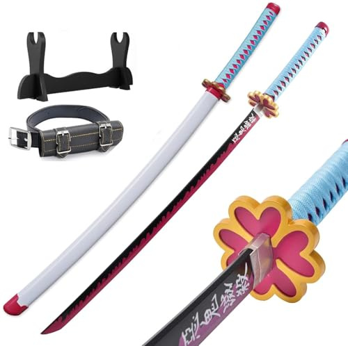 Udekit Anime Ninja Spada di bambù Katana Guerriero Arma–40pollici(104 cm),con Cintura e Supporto,per Halloween,Festa a Tema Carnevale Festa in Maschera Cosplay