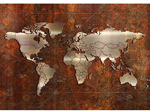 Papier peint intissé 396 x 280 cm métallique Carte du monde | Toison Décoration Murale Salon Chambre á Coucherr | Fabrication Allemande | brun bronze 9031012a