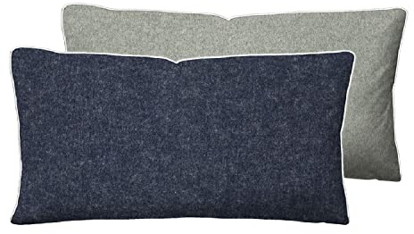 biberna Melange-Flanell Kissenbezug 40x80 cm, 100% Baumwolle, Biber, Flanell wärmend, weich & kuschelig, Reißverschluss, mit Paspel, Winter & Herbst, Uni, blau, Modell 0840500