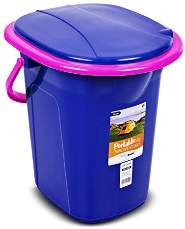 Green Blue GB320 Portable Toilet 19L Mobile Bucket Travel Lightweight Toilet for Hiking Campfire Grill Fishing Festivals Use (Blue/Pink)