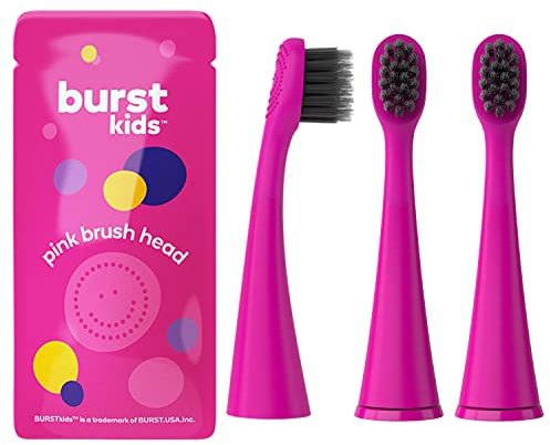 BURST Genuine Replacement Heads for Kids Electric Toothbrush (Pink/3 Pack) | Perfect Fit | Ultra Soft Bristles | 9 Months of Supply