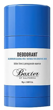 Baxter of California Desodorante en barra transparente sin alcohol de aluminio y esencia de granada, 75 ml