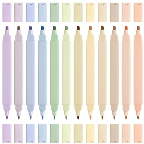 ZALAON Pastel Highlighters, 12 Cute Pens Morandi Color Aesthetic Bible Highlighters Chisel & Fine Tip, No Bleed for Notes & School Supplies