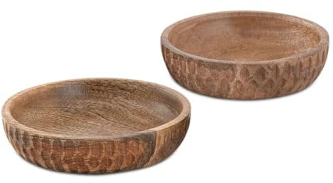 Amago home Holzschale 2er Set ø15/17cm H4cm Dekoschale rund Mangoholz massiv