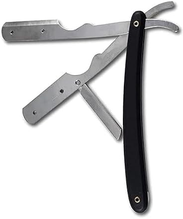 Dhanishka Manual Razor for Men, Straight Barbering Ustra stainless Steel, Black