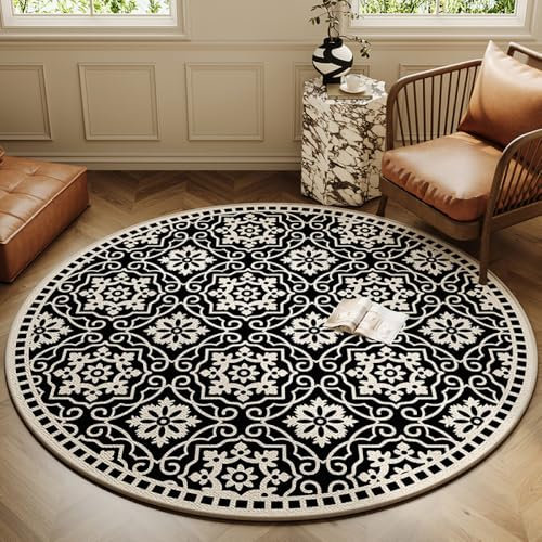 Nyescasa Runder Teppich Vintage Boho Waschbar rutschfest Mandala Bedruckt Wohnzimmerteppich Rund 80cm Weich Modern Teppich für Schlafzimmer Wohnzimmer Esszimmer Küche Innen