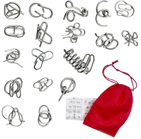 ITECHNIK 18 Stück Metall Knobelspiele, Knobelspiele Kit Denksportaufgaben Metallpuzzle Entwirrung Puzzles Geduldspiele Set für Erwachsene und Kinder