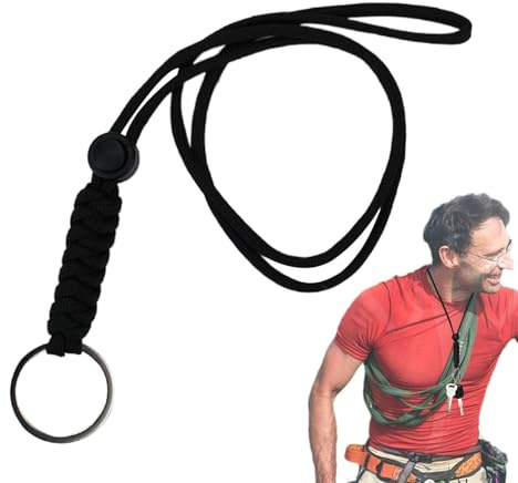 Lanière pour clés de voiture, cordon tour de cou pour clés | Collier robuste avec sangle tressée | Cordon d'identification portable pour activités de plein air pour clés, carte, sifflet, porte-clés