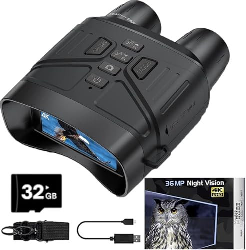 NRSW Profi-Nachtsichtfernglas, Profi-Full-HD-Nachtsichtgerät, 4K-Nachtsichtfernglas, Profi-Nachtsichtfernglas, Infrarot-Nachtsichtbrille für Camping,Black