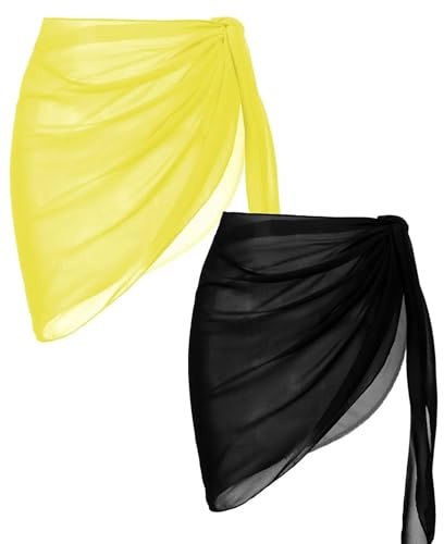 AVAYUU 2 pezzi donna spiaggia wrap sarong copertura chiffon costume da bagno corto bikini copertura gonna avvolgente leopardo foglie palma di cocco sexy pareos telo mare abito da spiaggia asciugamani