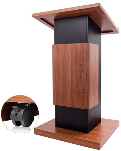 47” Wooden Podium Stand with Lockable Wheels - Portable Lectern for Churches, Schools, Offices, and Conferences, Durable 15MM Particle Board Pulpit