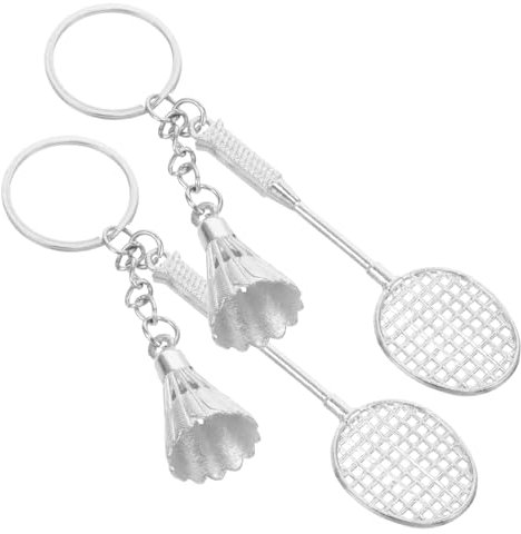 Balacoo 1 Juego Llavero Metalico Accesorios Deporte Keyring Accesorio Deportivo Colgante Llavero De Bádminton Llaveros De Bádminton Llaveros Con Diseño De Bádminton Silver 2 Piezas